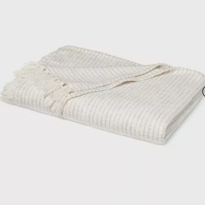 Fringed Oversized Throw Blanket Gray Stripe - Threshold